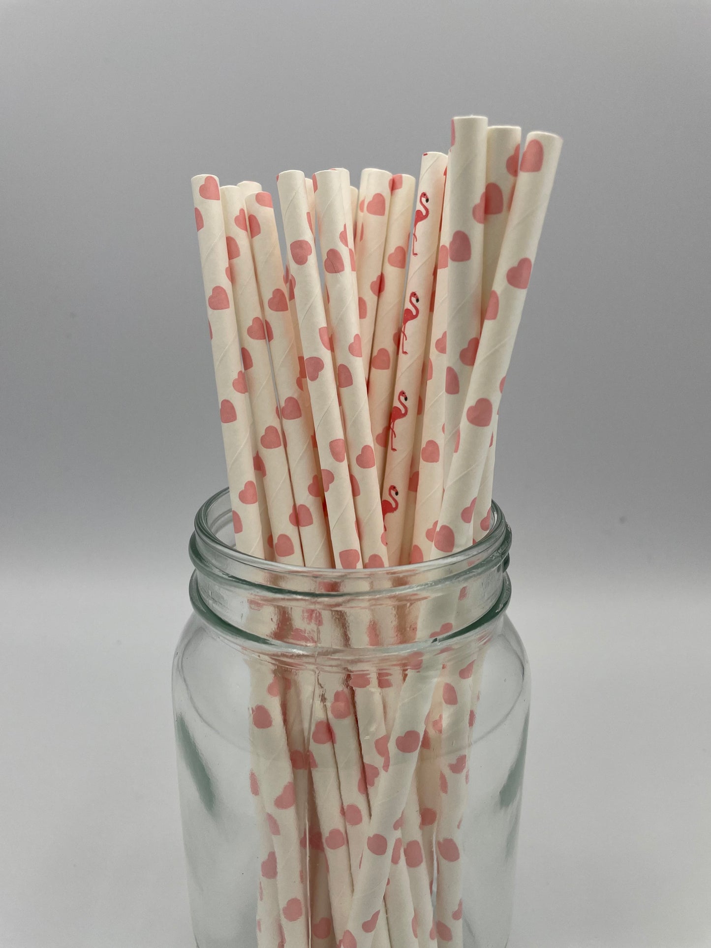 Paper Straw Light Pink Hearts