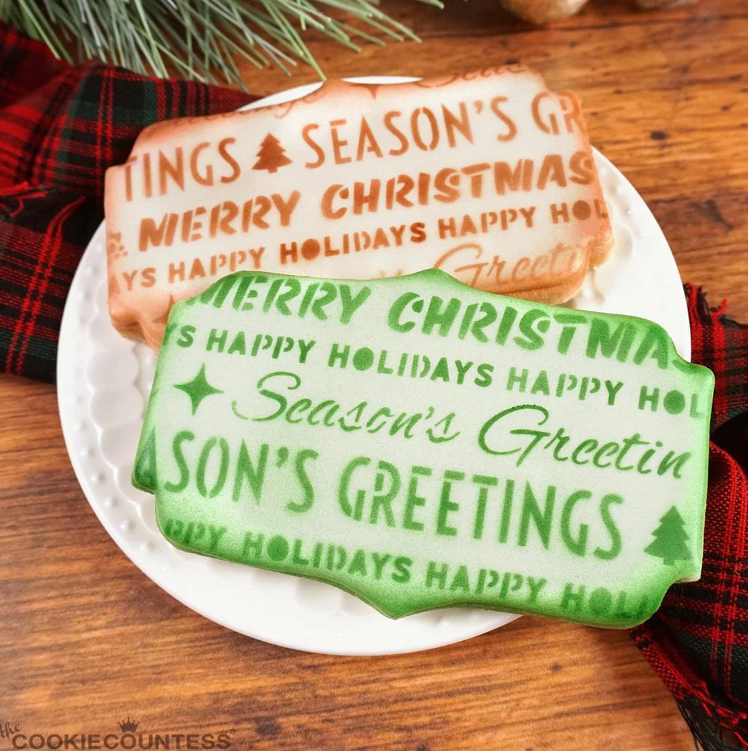 Cookie Stencil The Cookie Countess Christmas Word Wrap