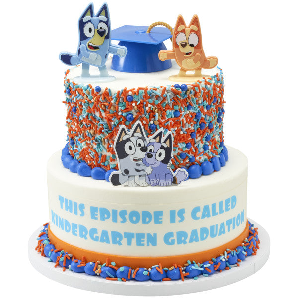 Graduation Cap with Tassel Cake Topper Blue