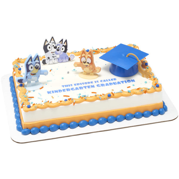 Graduation Cap with Tassel Cake Topper Blue