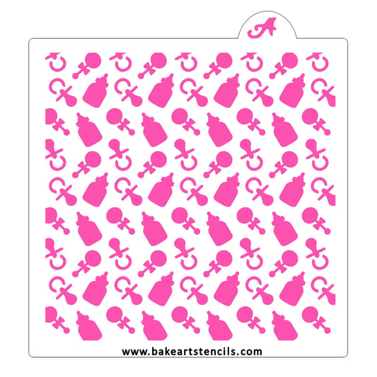 BakeArt Bottle Rattle Pacifier Cookie Stencil