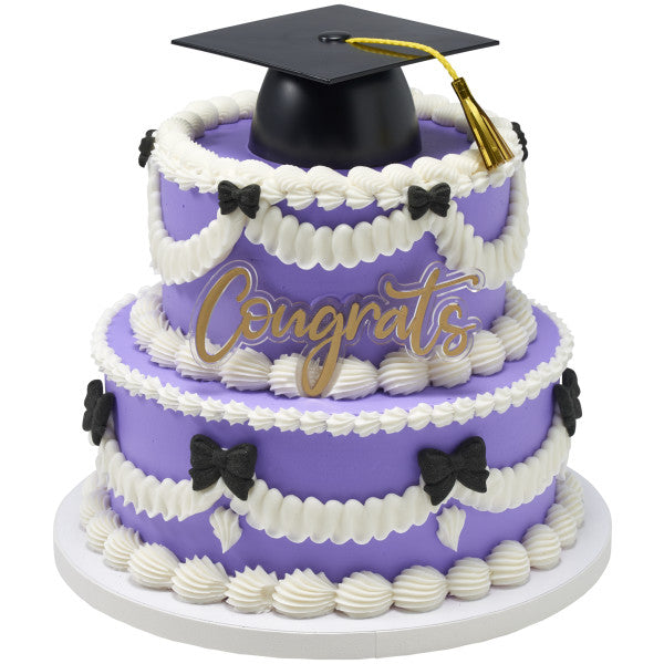 Graduation Cap with Tassel Cake Topper Black