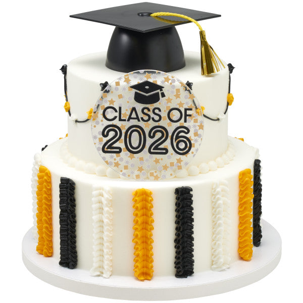 Graduation Cap with Tassel Cake Topper Black