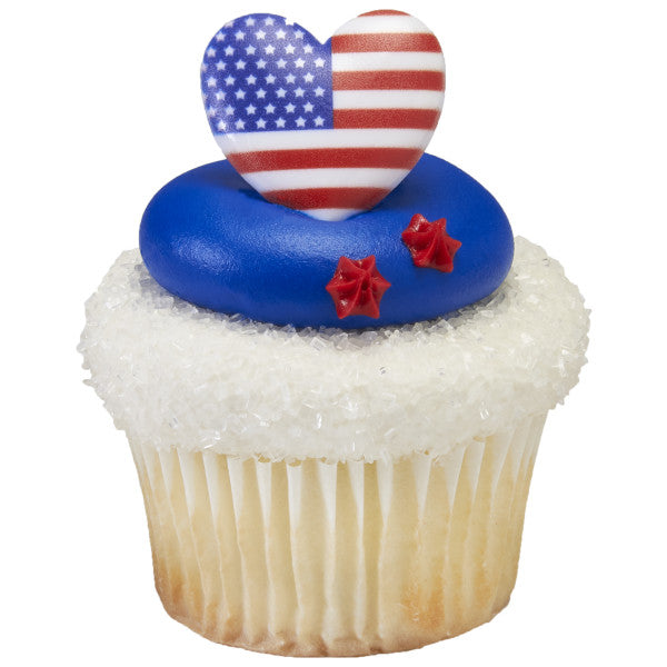 I Love USA Cupcake Rings
