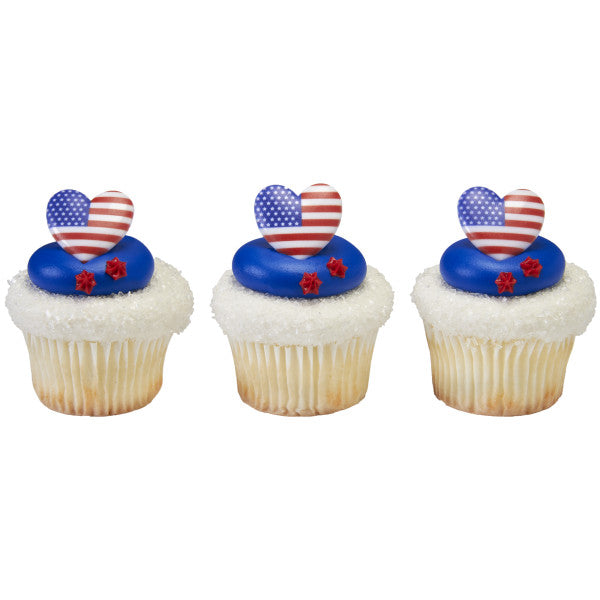 I Love USA Cupcake Rings