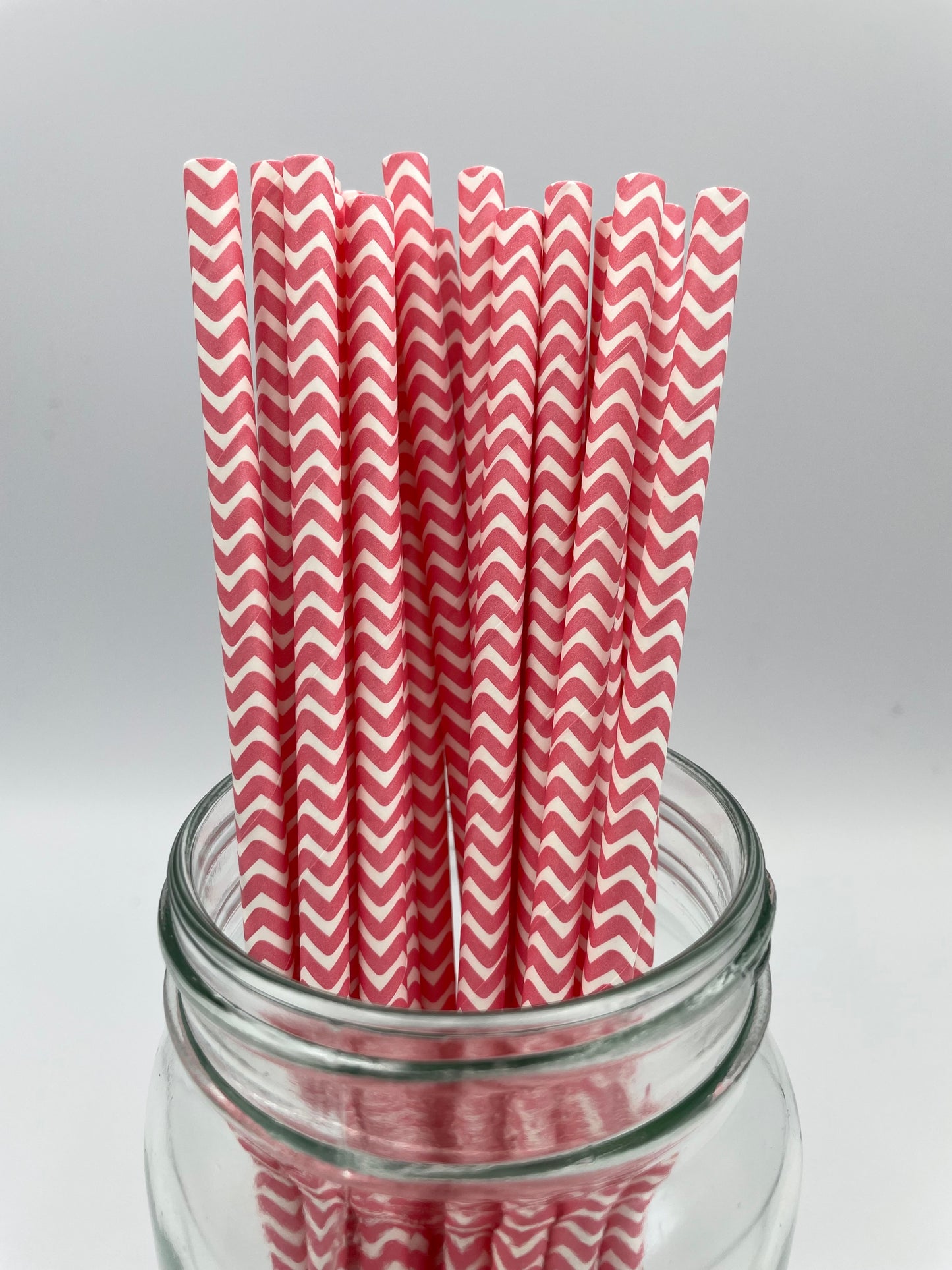 Paper Straw Pink Chevron