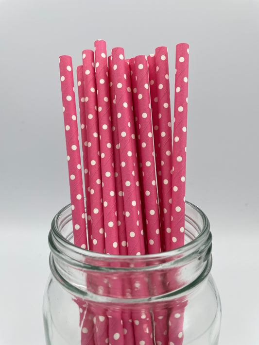 Paper Straw Pink Polka Dots