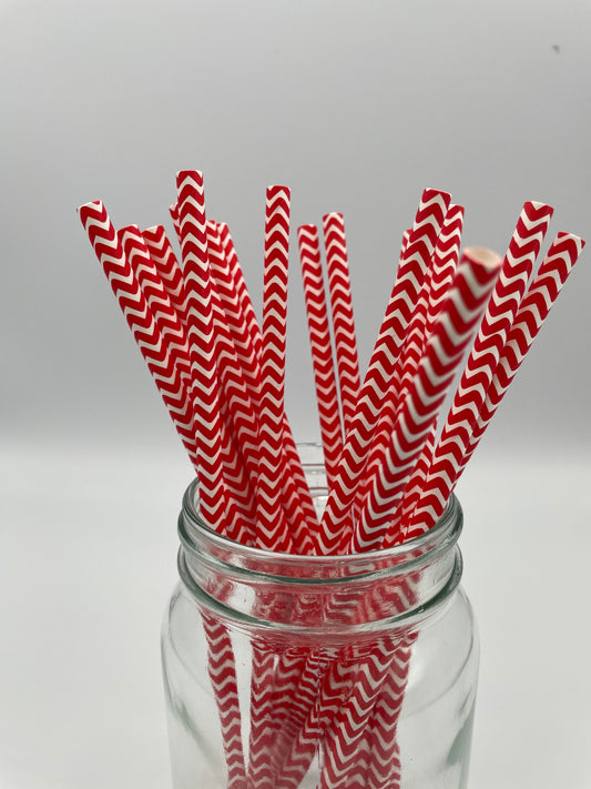 Paper Straw Red Chevron