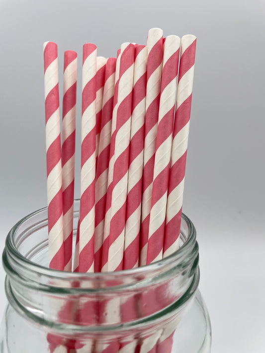 Paper Straw Pink Stripe