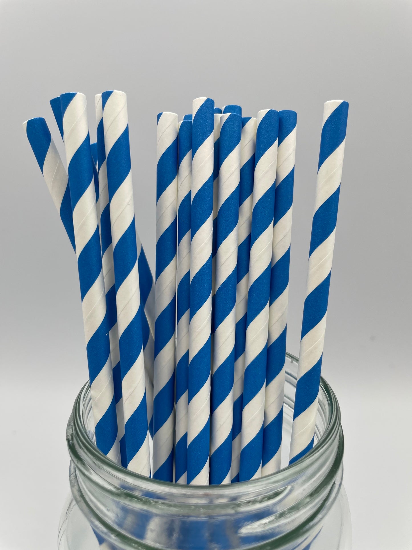 Paper Straw Blue Stripe