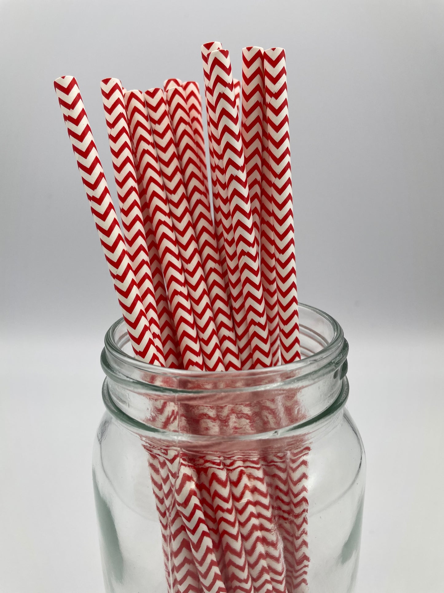 Paper Straw White W/ Red Chevron