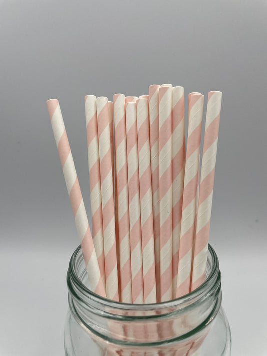 Paper Straw Light Pink Stripe