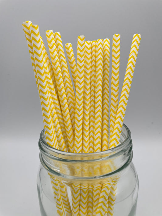 Paper Straw Yellow Chevron