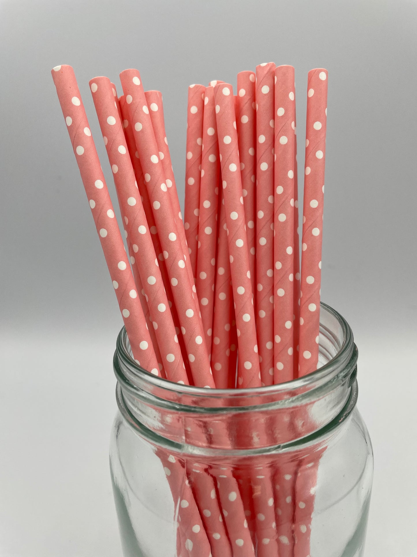 Paper Straw Light Pink Polka Dots