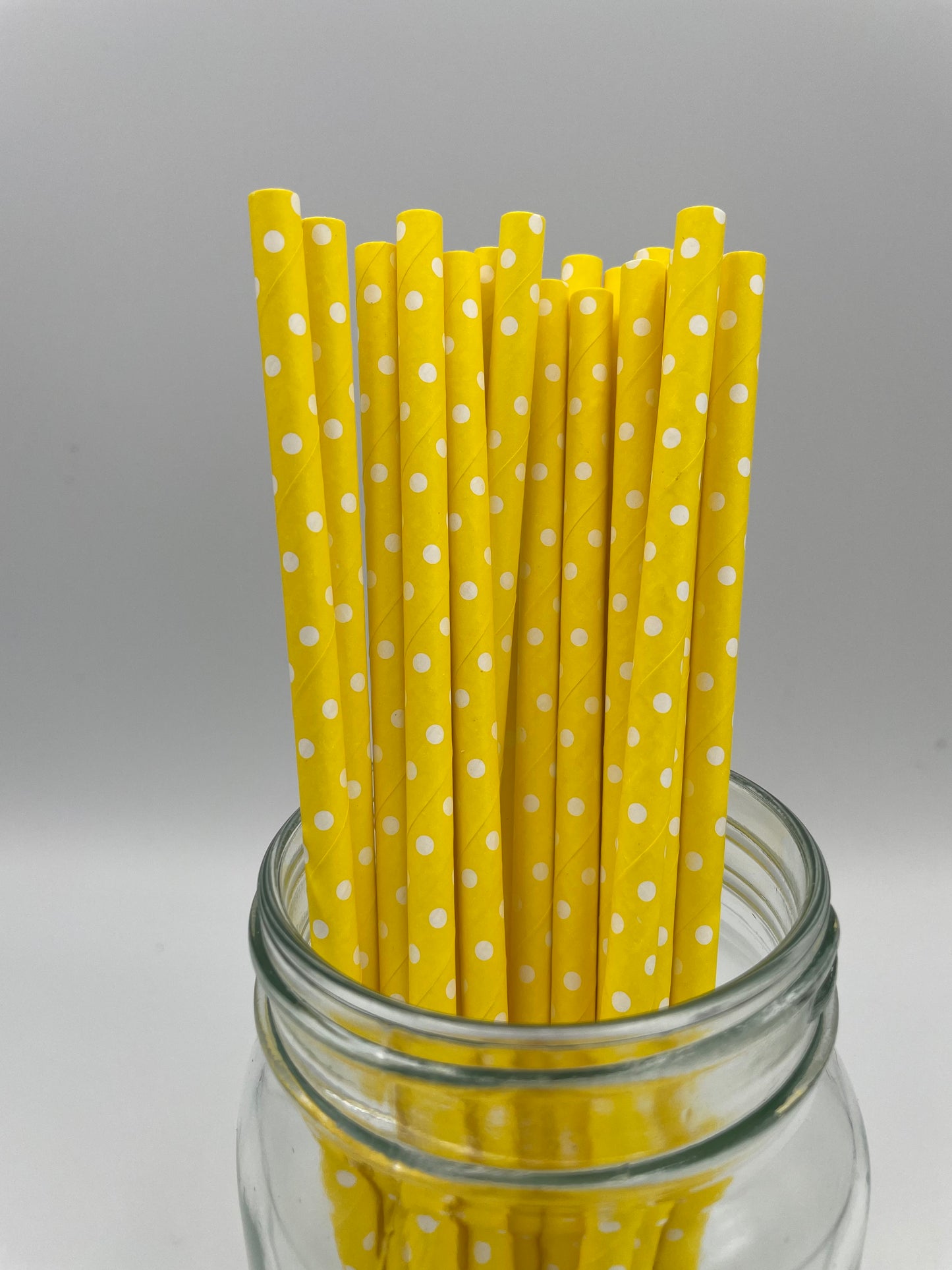 Paper Straw Yellow w/ White Polka Dot